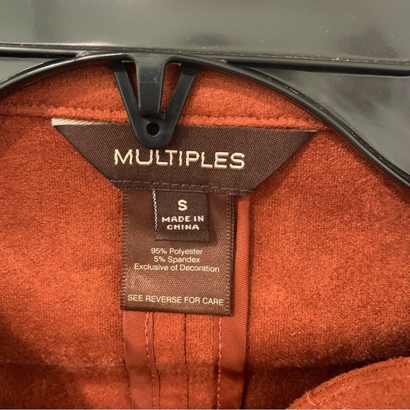 Multiples Women’s Faux Suede Military Button Style Blazer Jacket Fall Size Small - Picture 6 of 10